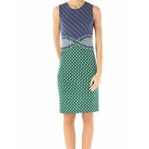 DVF Diane von Furstenberg Evita Dress Blue Green Slimming Blue Green Silk sz. 4